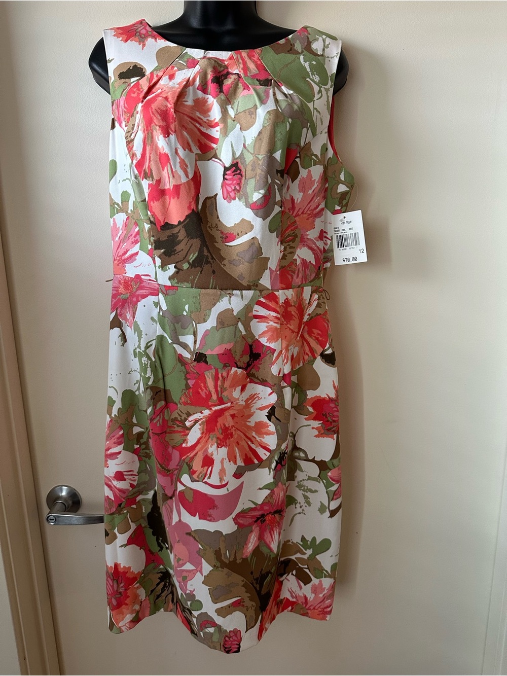 NWT Connected Apparel Tropical Floral Sleeveless Sheath Dress Size 12